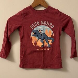 Dino Rodeo Kids Long Sleeve Shirt - Red